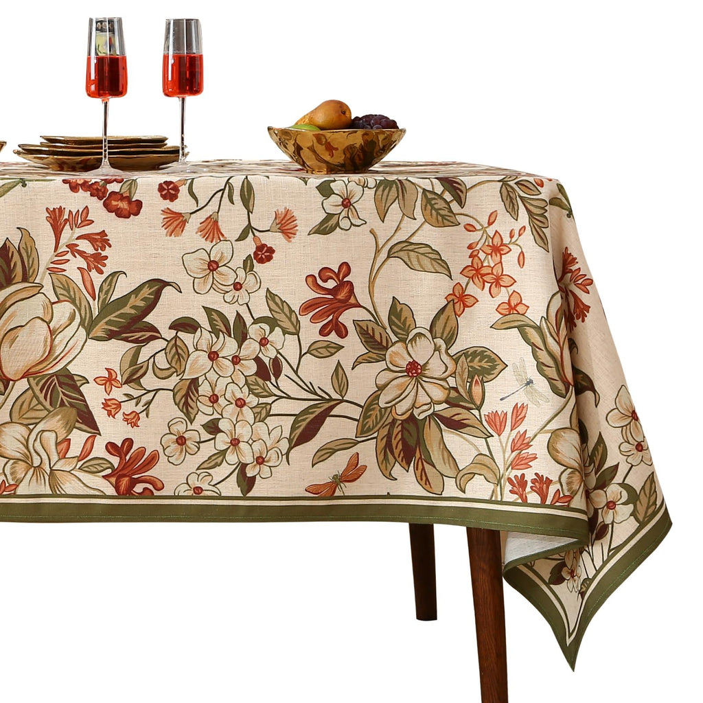 ISAENNE Designer Linen Square Large Tablecloth,67"x67"-Serenity G