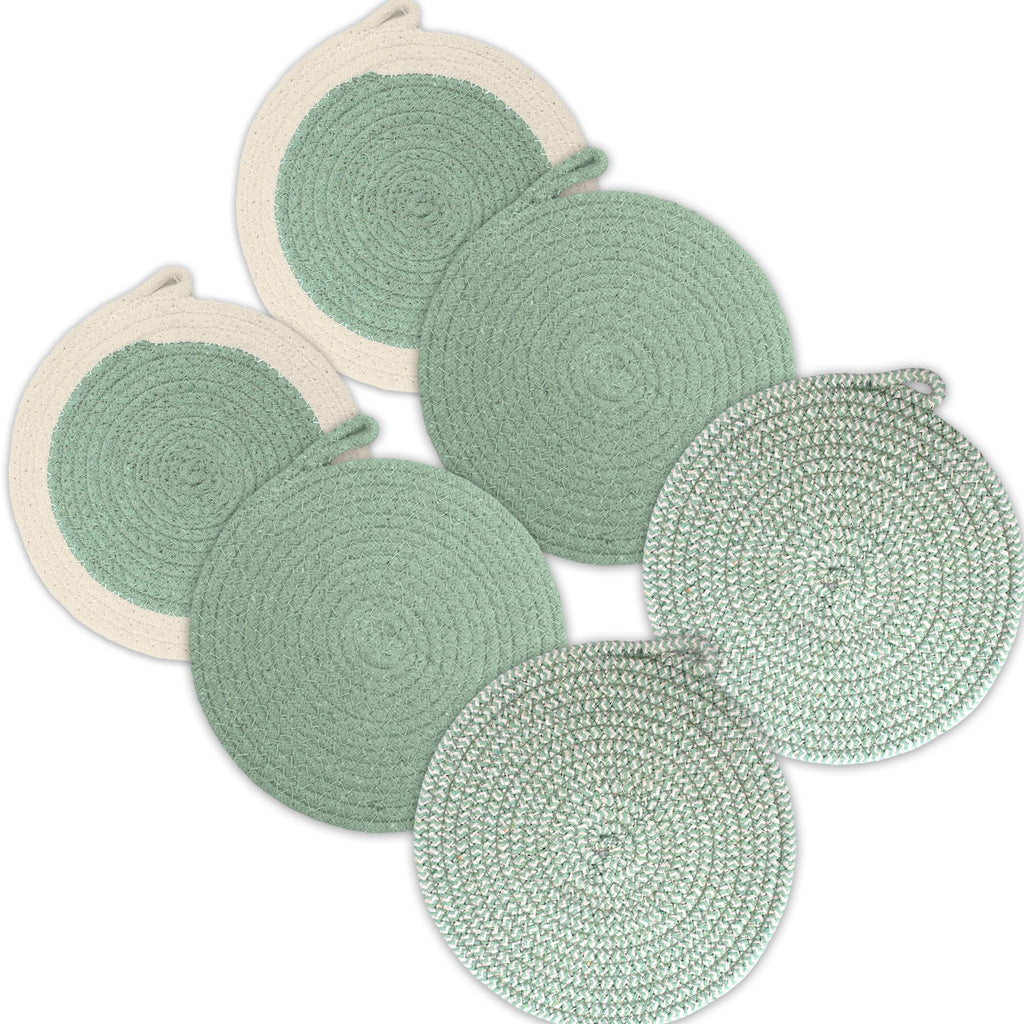 Encasa XO Round Trivet Mats, Heat Resistant Cotton 7" Grey