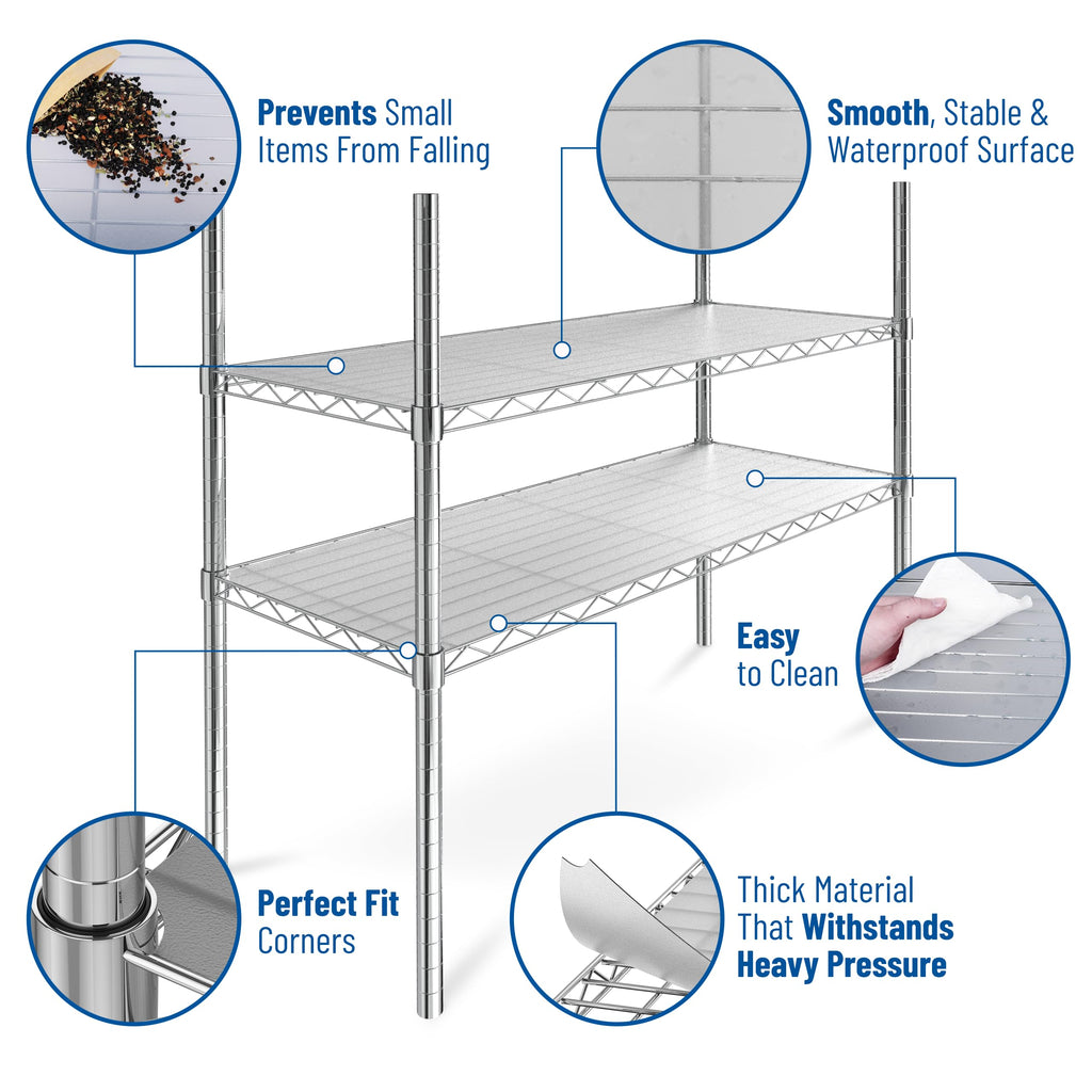 Set of 4 Shelf Liners for Wire Shelf Liner- Long Lasting Premium Quality- Graphite 18 x 48