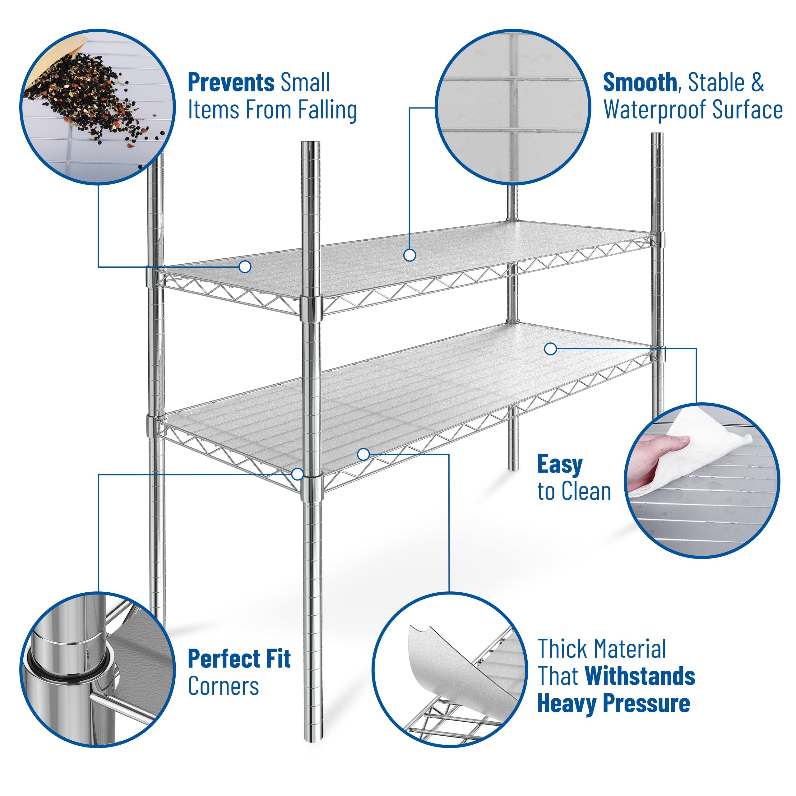 Set of 4 Shelf Liners for Wire Shelf Liner- Long Lasting Premium Quality- Graphite 18 x 48