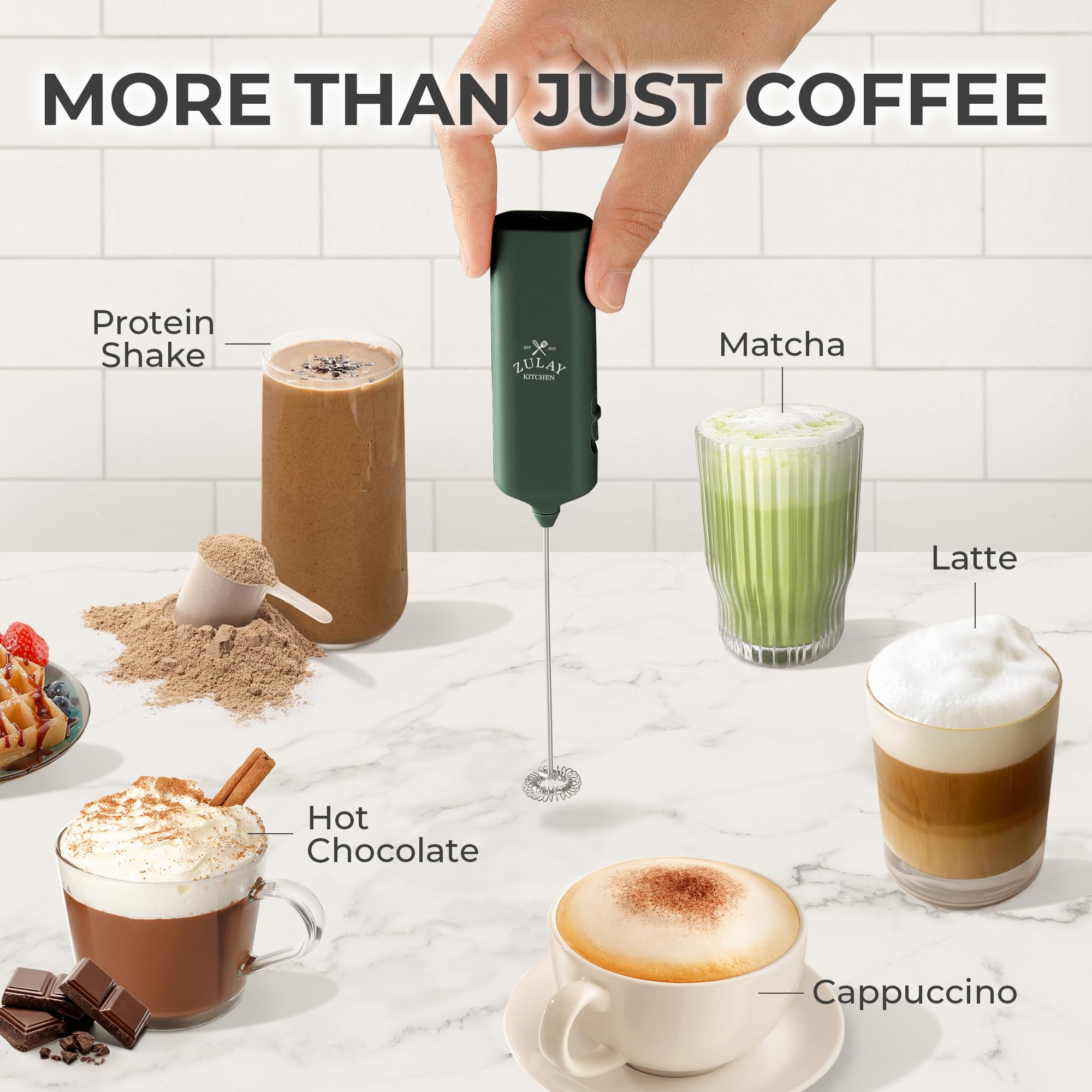 Mini & Mighty Milk Frother Wand – Powerful Handheld Coffee Frother, Battery Operated Drink Mixer – Compact Pocket Size – Detachable Whisk for Latte, Cappuccino, Matcha, Hot Chocolate