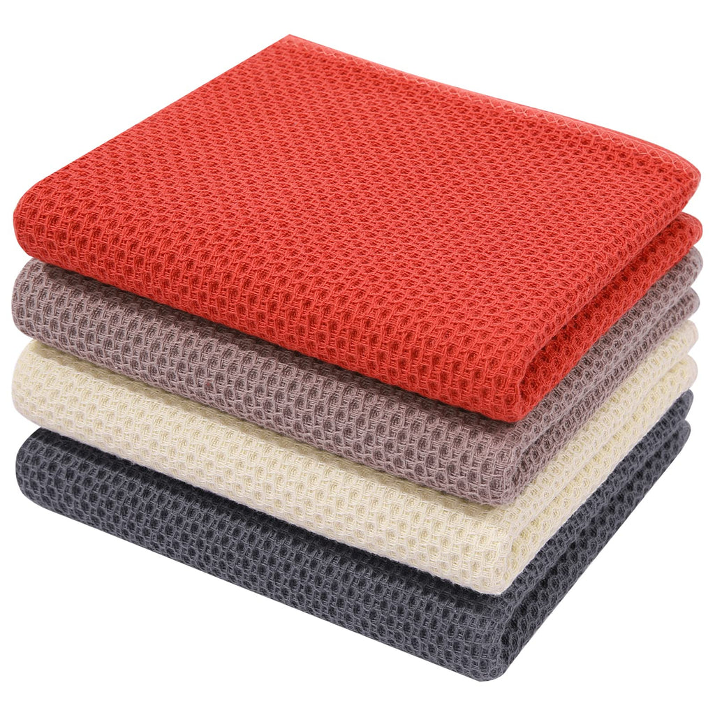 Homaxy 100% Cotton Waffle Weave Kitchen Dish Cloths, Ultra Soft Absorbent Quick Drying Dish Towels, 12 x 12 Inches — 12 x 12 - 12 Pack — 13 X 28 - 4 Pack