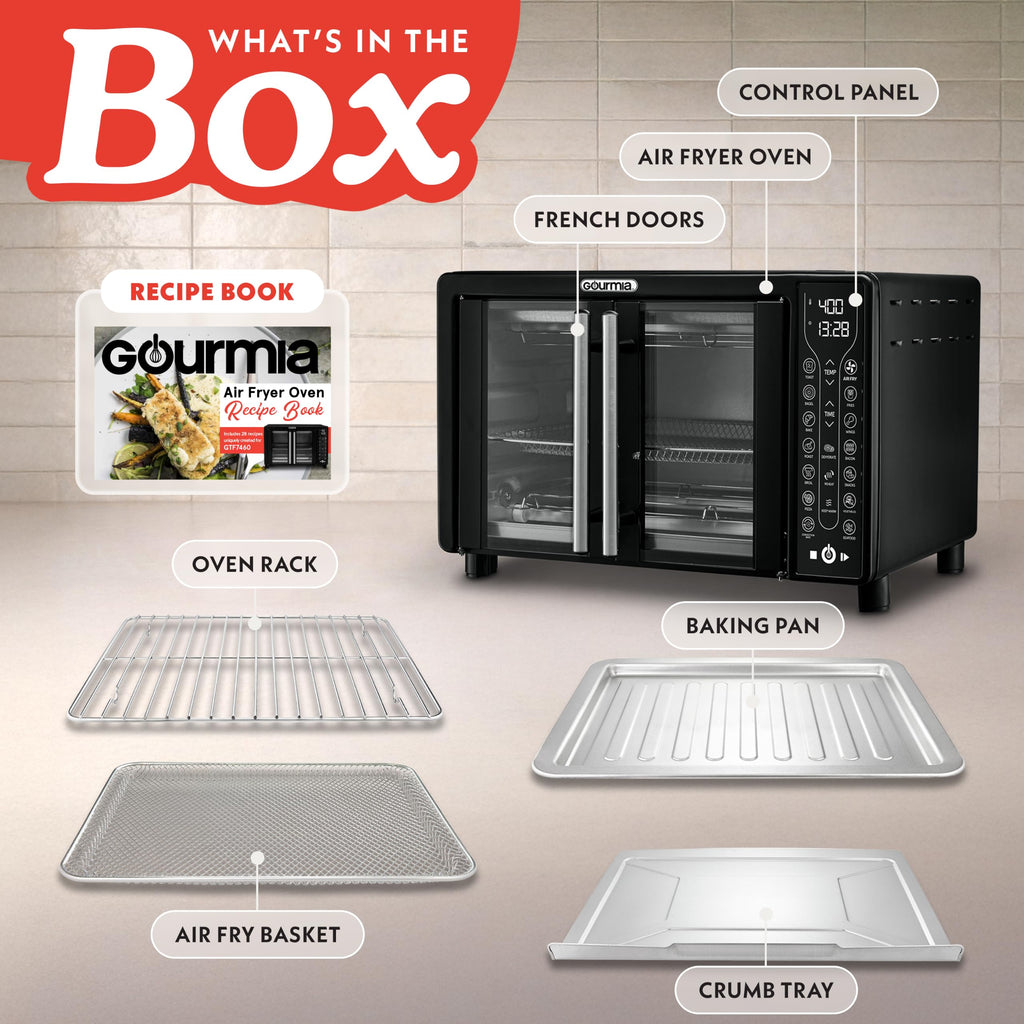 Gourmia Toaster Oven - 6-Slice Capacity, Digital Display, Black