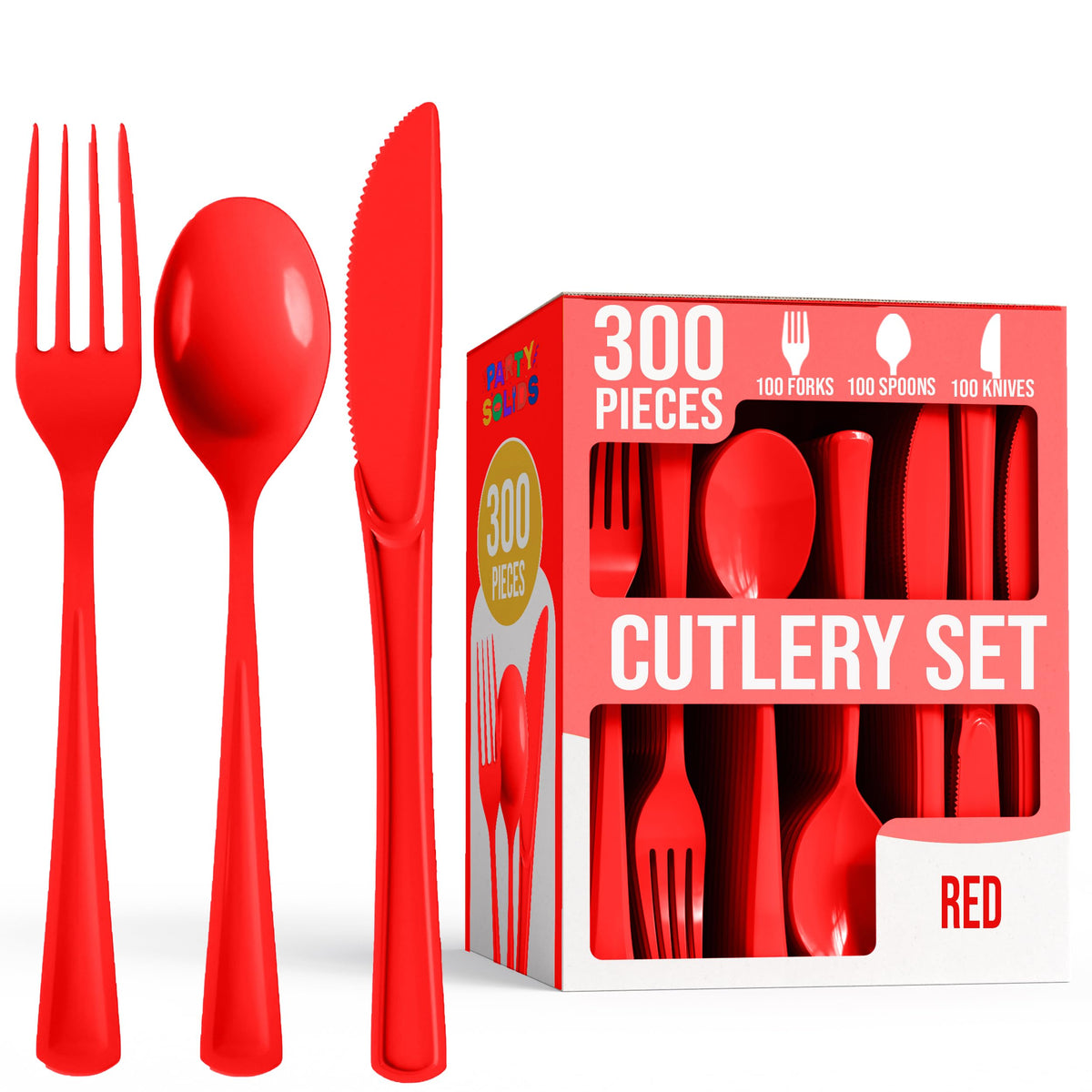 Party Solids Dark Blue Plastic Silverware 300 Pcs Dark Blue Cutlery Set