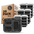 Freshware Meal Prep Containers [50 Pack] 3 Compartment Food Storage Containers with Lids, Bento Box, BPA Free, Stackable, Microwave/Dishwasher/Freezer Safe (24 oz)