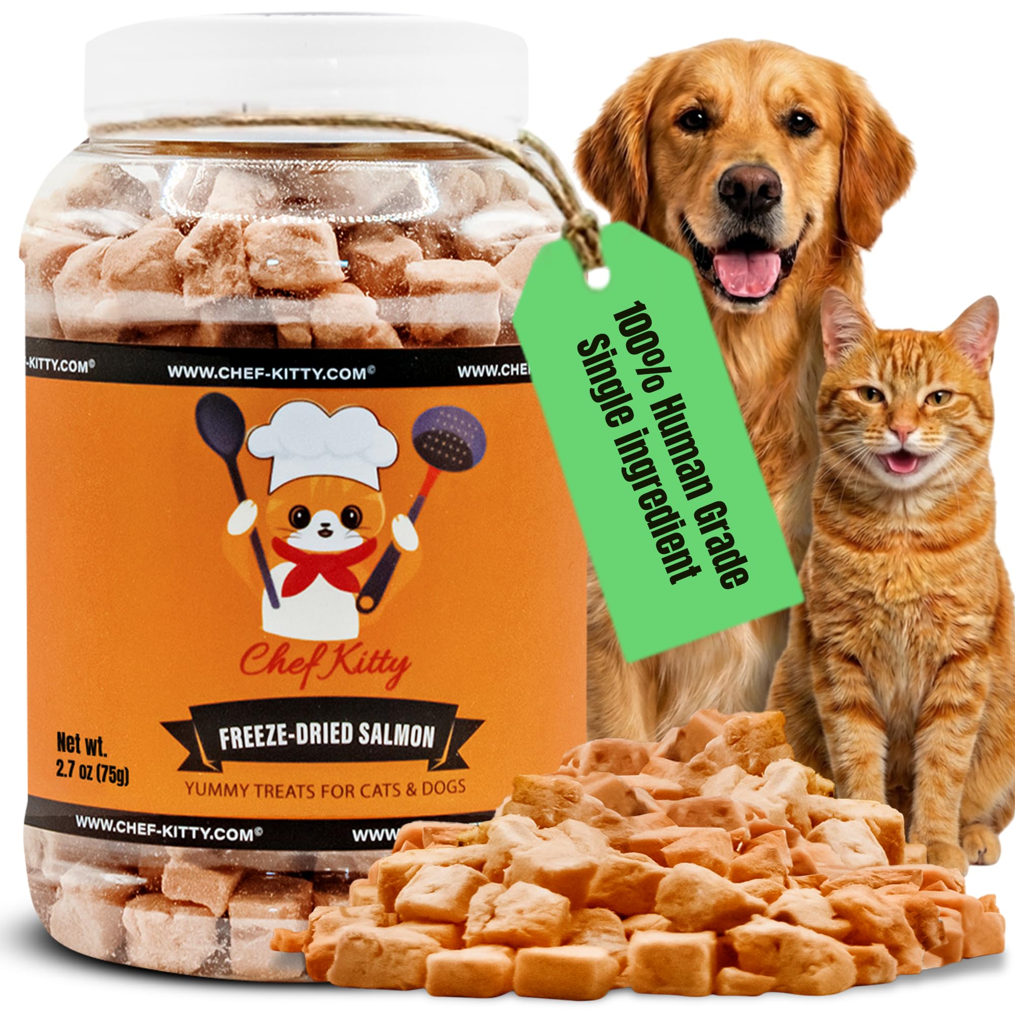 Chef Kitty Freeze-Dried Salmon Treats for Cats & Dogs, 2.7 oz
