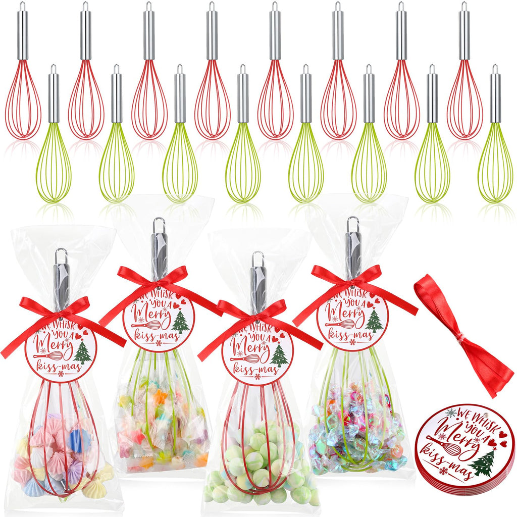 Foldtier 24 Sets 10 Inch Silicone Whisks Christmas Cooking Gifts Bulk