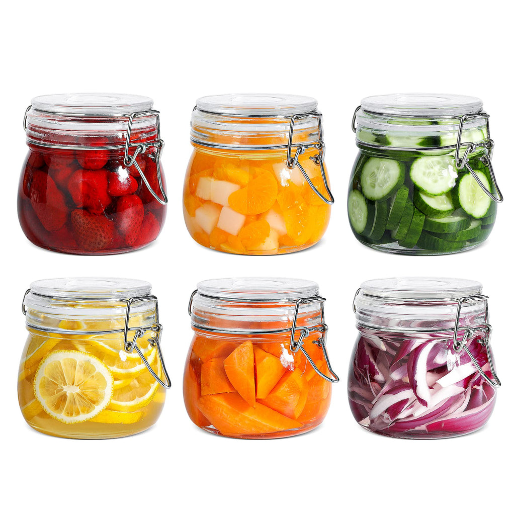 ComSaf Ribbed Glass Pantry Jars with Airtight Lids 34 oz 3 Pack Coffee