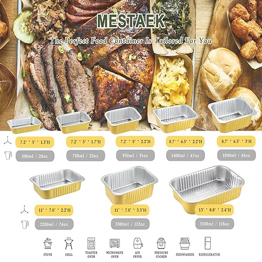 7"x5" Sturdy Foil Pans + Snap-On Lids (5 Pack) | 2X Thicker Heavy Duty Reusable 20oz | Grill Oven Microwavable Multi-Use Pot| Disposable Aluminum Tin for Baking Cooking