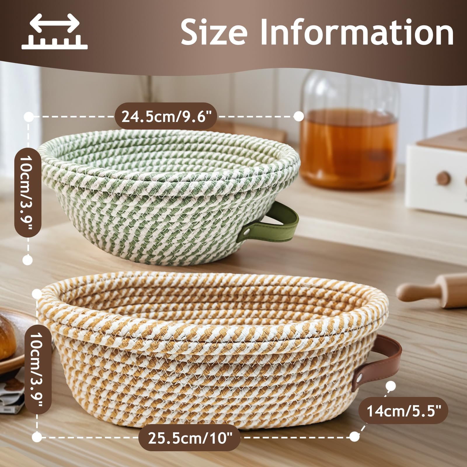 Waysse Banneton Bread Proofing Basket Set,Cotton Rope Sourdough Banneton Basket Oval Round, 10 inch Sourdough Bread Baking Supplies with 4 Liners, Handmade Proofing Bowls for Artisan Bakers Starter