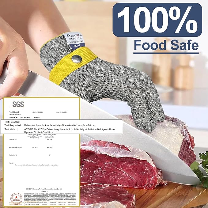 Dowellife Level 9 Cut Resistant Glove, Grey, Small (Pack of 2)