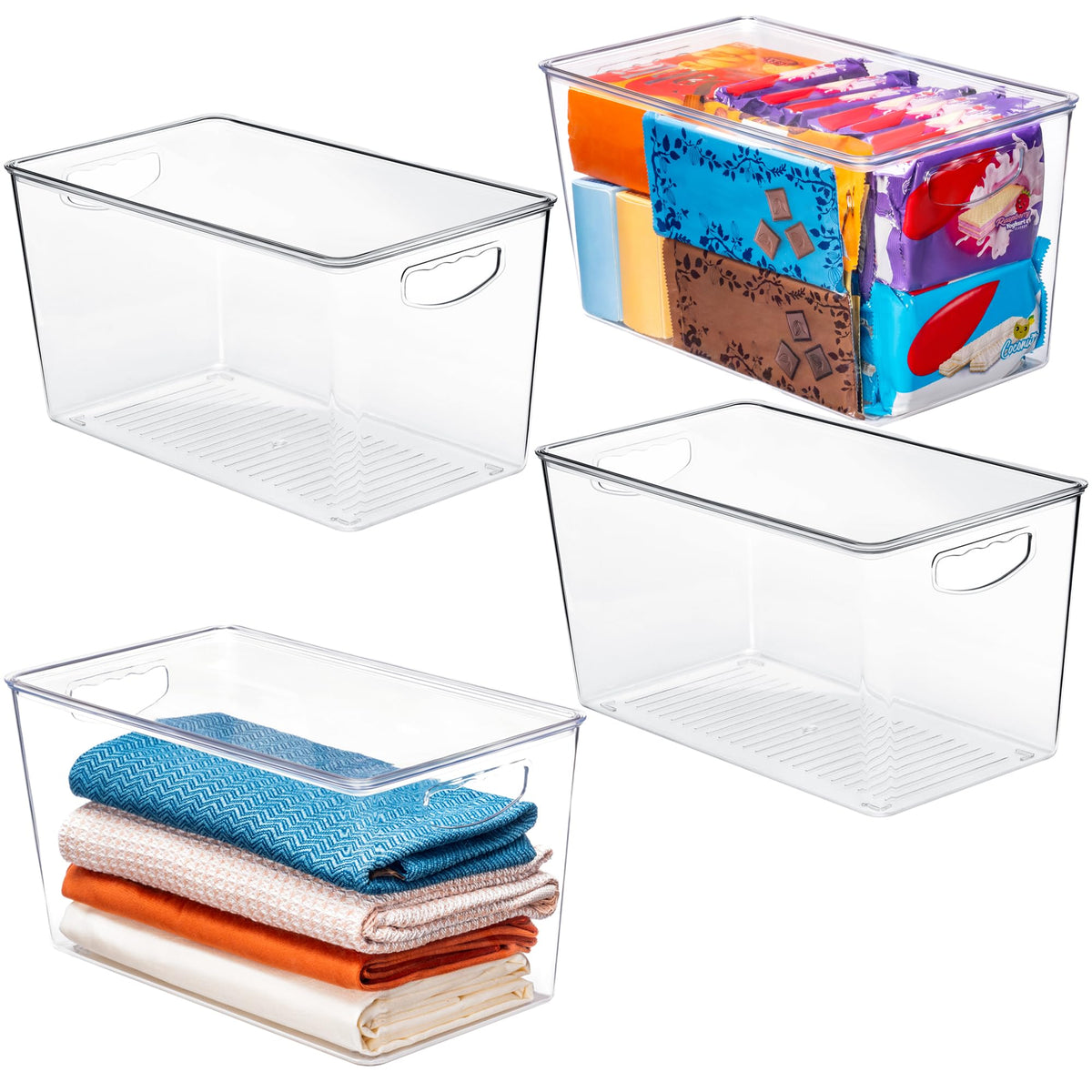 theaoo Large Clear Storage Bins with Lids, Stackable Containers, 6 Pack