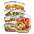 Vtopmart 5 Pack 35oz Glass Food Storage Containers with Lids, Grey