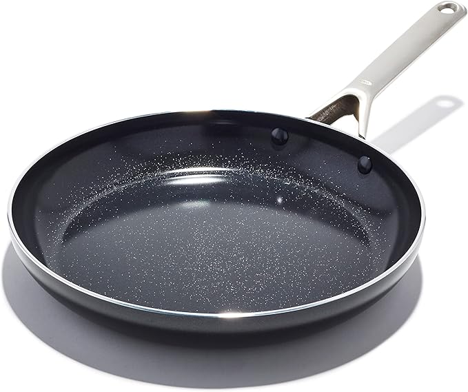 OXO Agility Series 12" Frying Pan Skillet, Ceramic Nonstick Cookware PFAS-Free, Induction Suitable, Quick Even Heating, Stainless Steel Handle, Chip-Free Rims, Dishwasher and Oven Safe