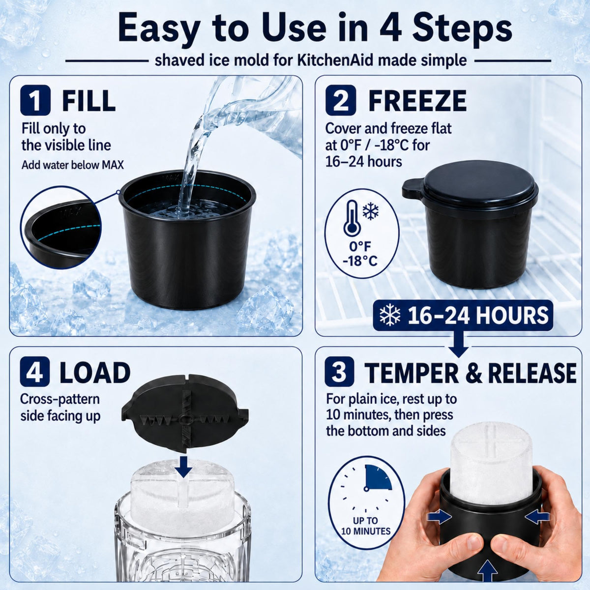 8 PCS Ice Molds Accessory for KitchenAid Shaved Ice Attachment,BPA-Free