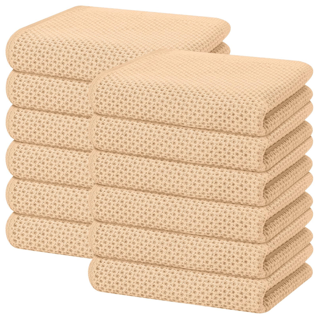 Homaxy 100% Cotton Waffle Weave Kitchen Dish Towels 12-Pack, Black