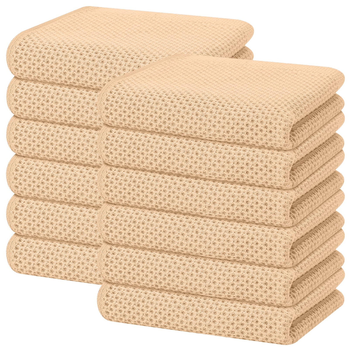 Homaxy 100% Cotton Waffle Weave Kitchen Dish Towels 12-Pack, Black