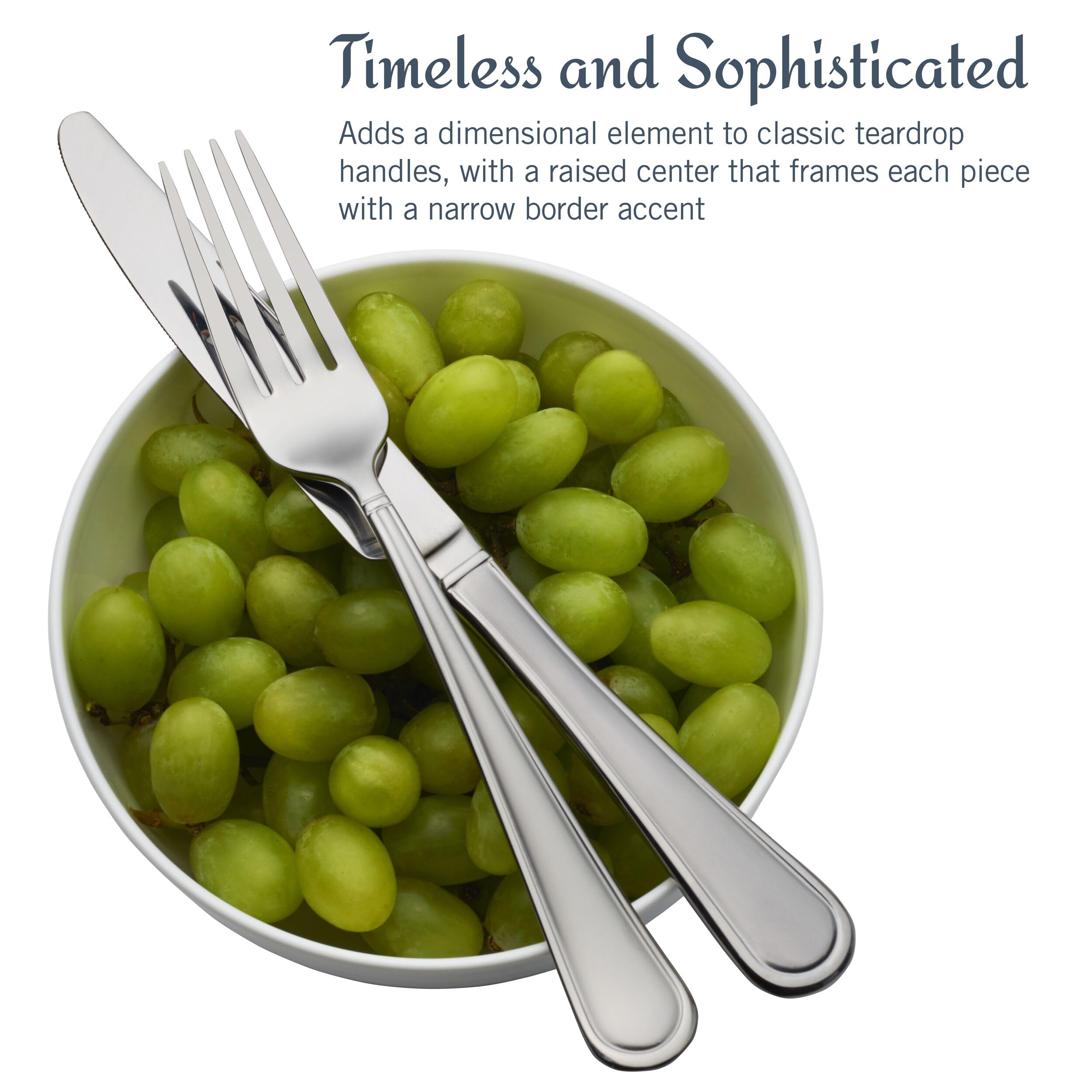Mikasa, Virtuoso Frost Flatware Service for 12, 65 Piece Set, 18/10 Stainless Steel, Silverware Set with Serving Utensils