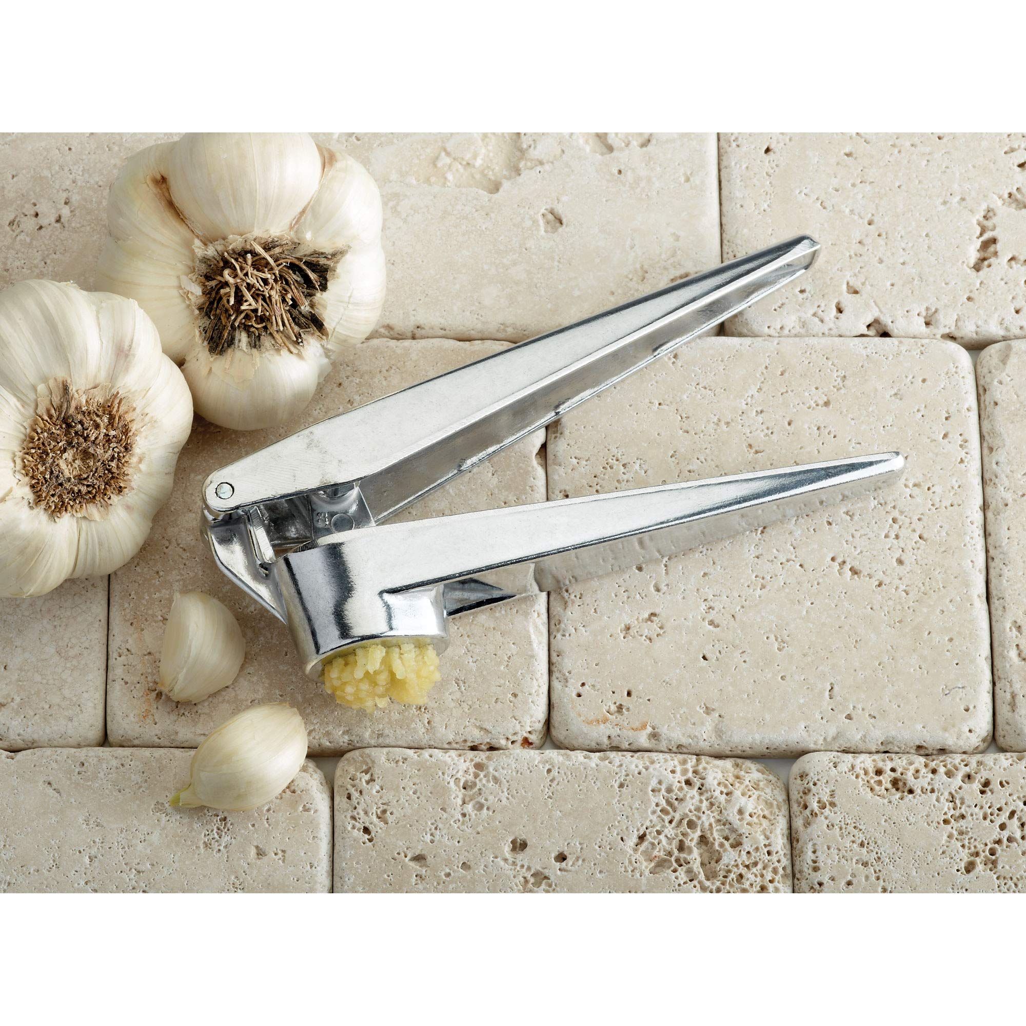 Fantes No-Peel, Self Cleaning Garlic Press, 6.25 x 1-Inches, the Italian Market Original since 1906