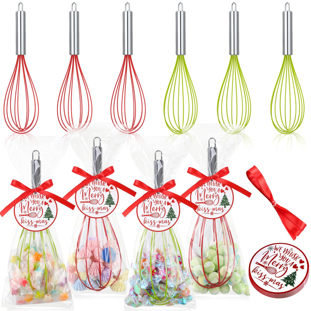 Foldtier 24 Sets 10 Inch Silicone Whisks Christmas Cooking Gifts Bulk