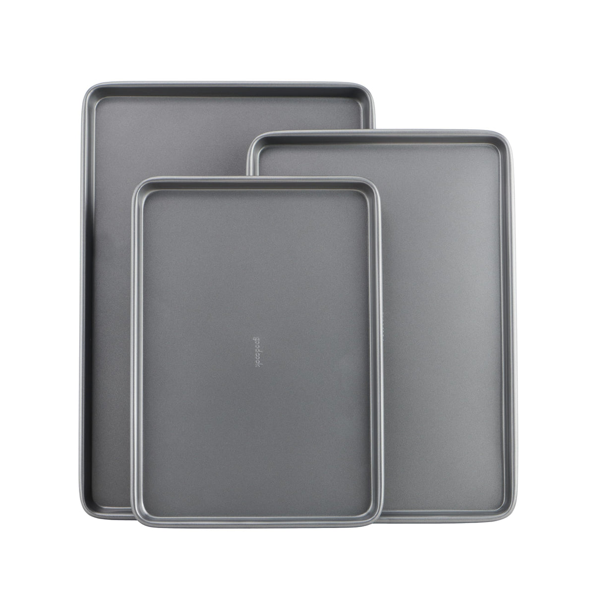 GoodCook Everyday Nonstick Baking Sheet Set, 3 Pack Includes Small (13×9) Medium (15×1) and Large (17×11) Pans Carbon Steel Construction Cookie Sheets Bakeware Set, Gray
