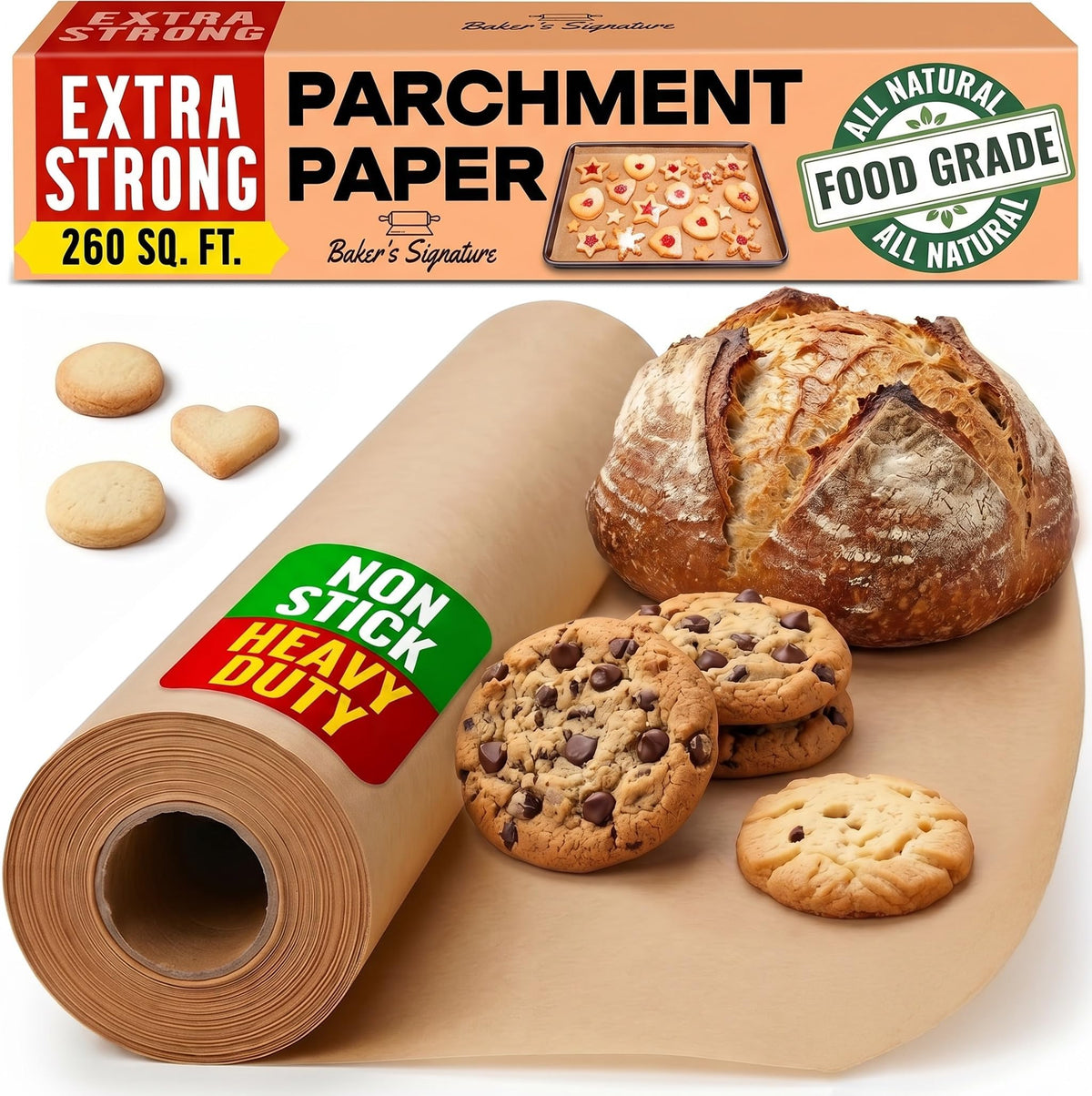 Baker's Signature Unbleached Parchment Paper Roll with Cutter, 15in x 210ft