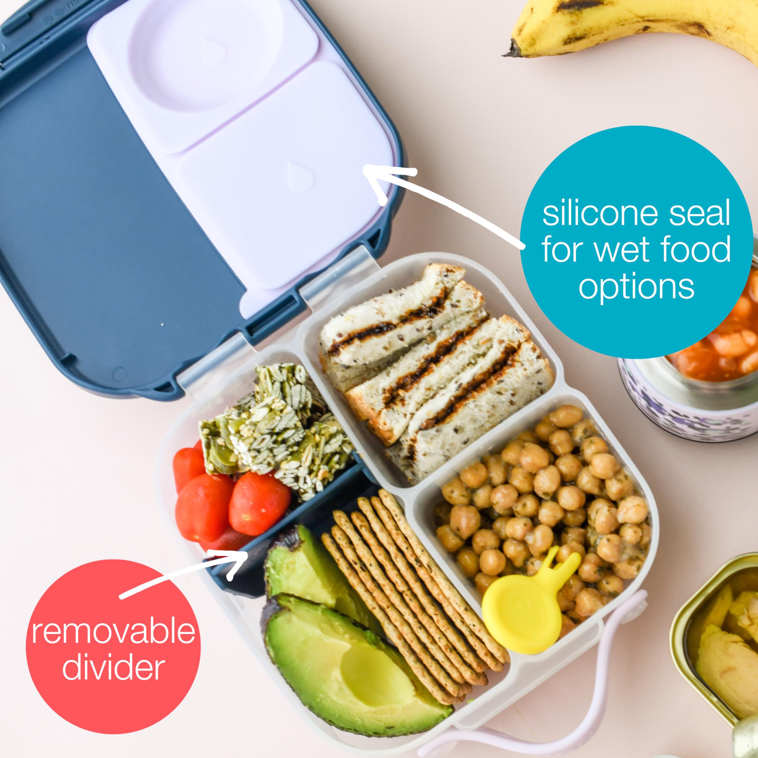 b.box Mini Lunch Box 2-Pack, Snack Containers for Kids, Lunch Box Kids