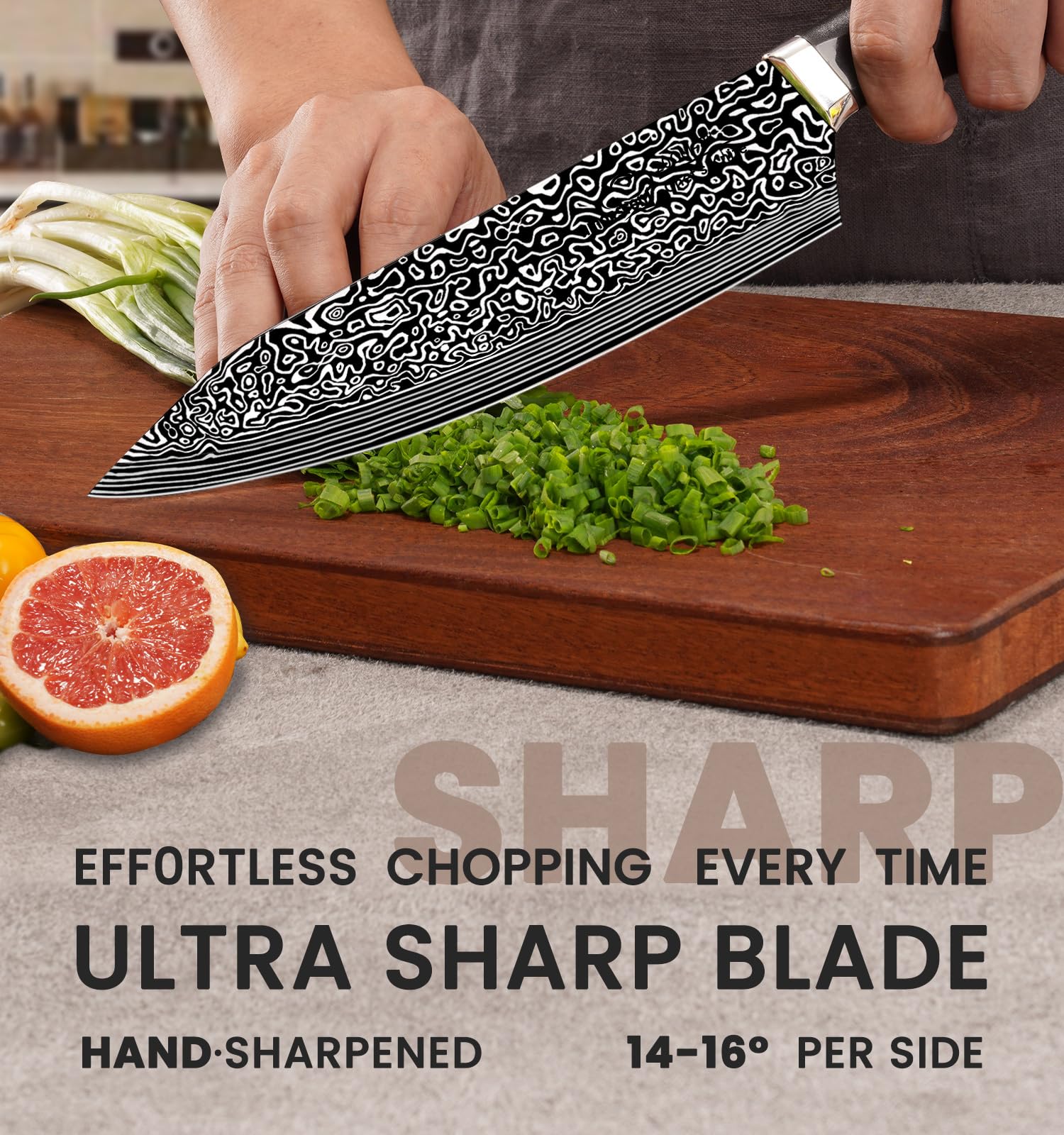 Knife Set, 15 Pieces Kitchen Knife Set with Built in Sharpener, High Carbon German Stainless Steel Knife Block Set, Dishwasher Safe, Fathers Day Gift for Men