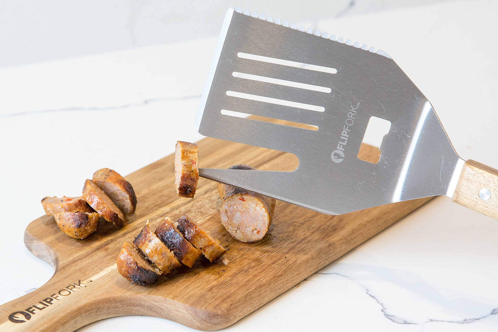 FlipFork Boss - 5 in 1 Grill Spatula with Knife, Fork, Bottle Opener and Turner BBQ Tools. All in One Grill Accessories Set for Outdoor Grills. 18 inch Grilling Accessories BBQ Set