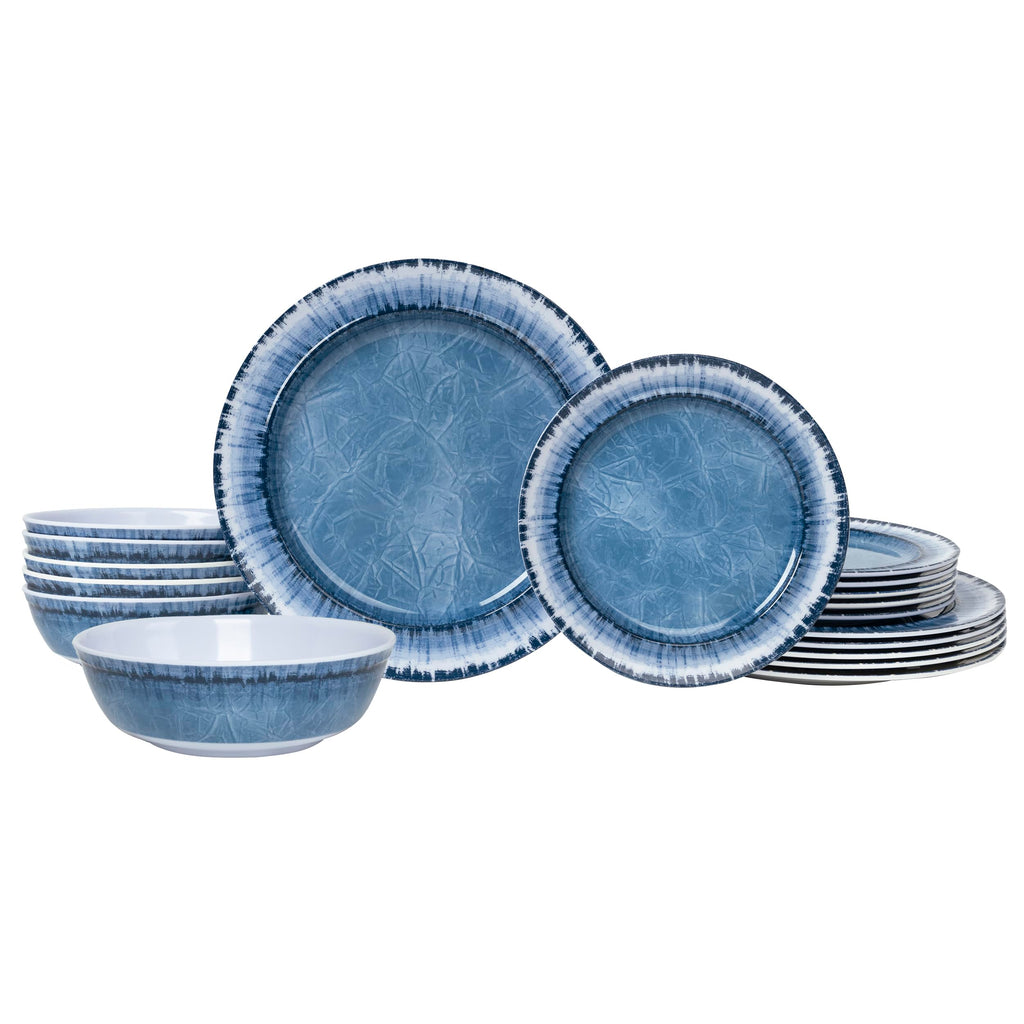 AELS Melamine Dinnerware Set of 18 Pcs Dinner Dishes Set for Indoor and Outdoor Use, Dishwasher Safe, Lightweight Unbreakable, BPA Free (Navy, Service for 6 (18pcs))
