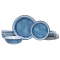 AELS Melamine Dinnerware Set of 18 Pcs Dinner Dishes Set for Indoor and Outdoor Use, Dishwasher Safe, Lightweight Unbreakable, BPA Free (Navy, Service for 6 (18pcs))