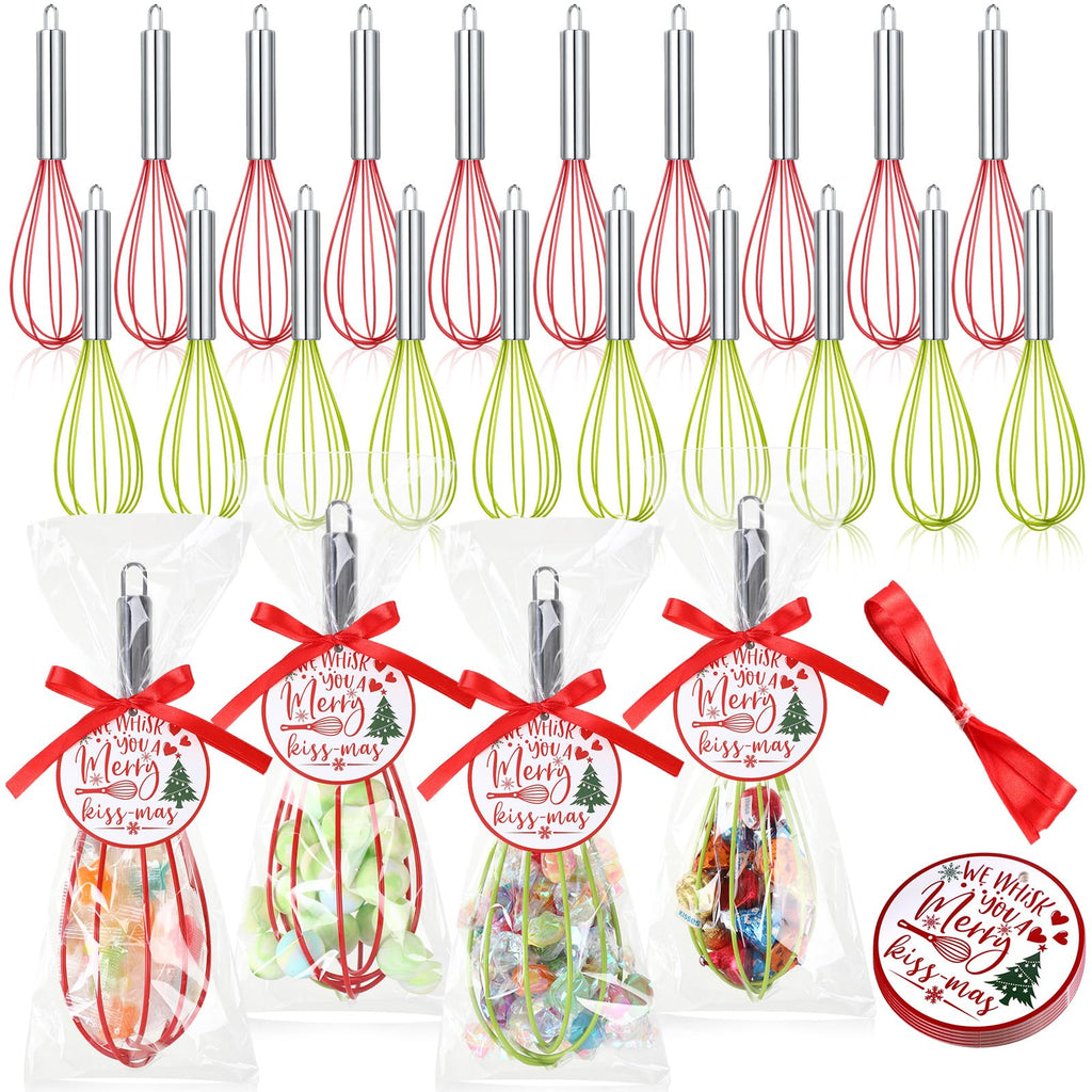 Foldtier 24 Sets 10 Inch Silicone Whisks Christmas Cooking Gifts Bulk