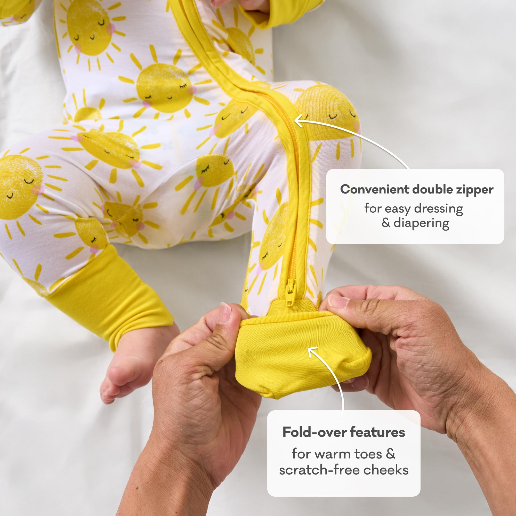 Little Sleepies Baby Pajamas, Sunshine, 0-3M