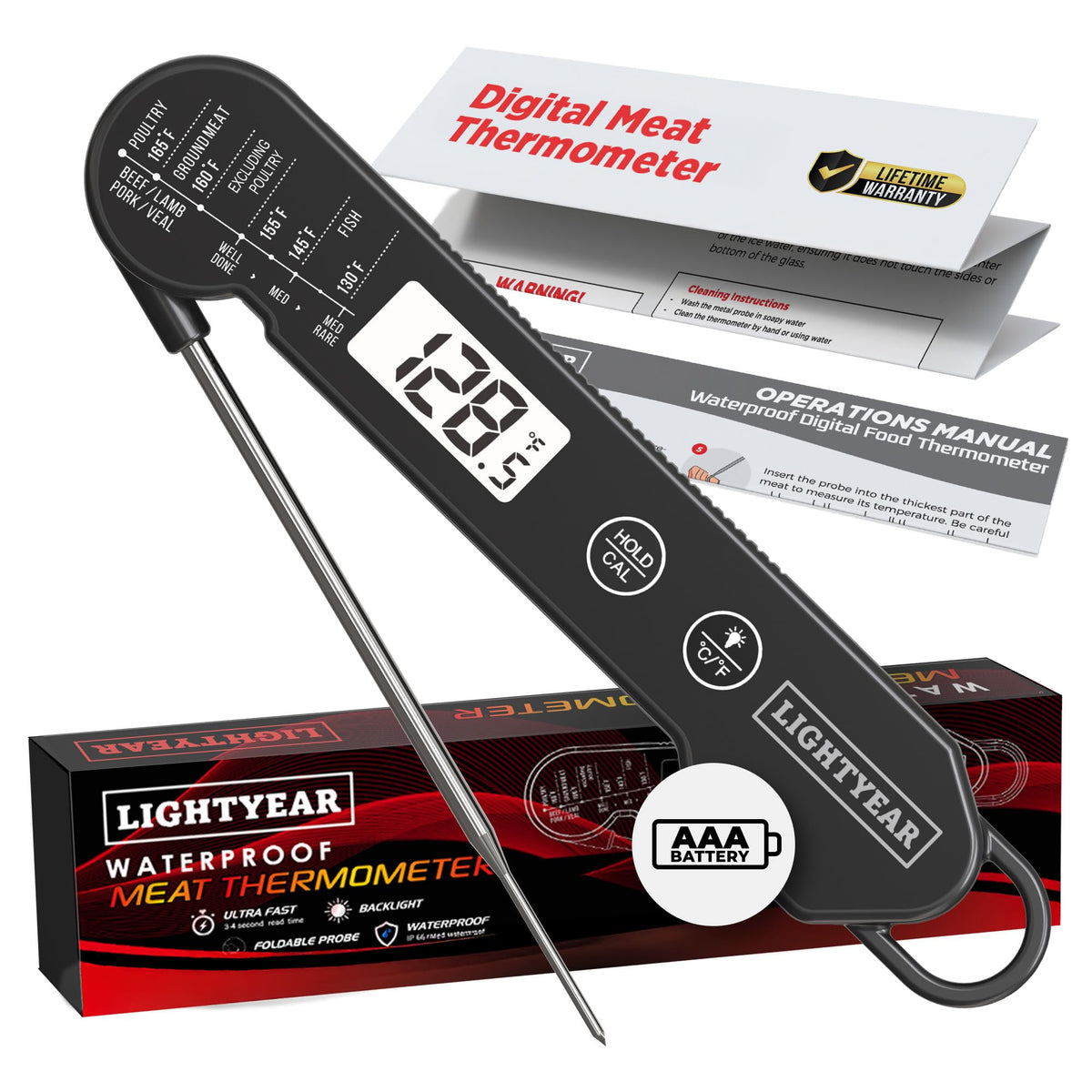 Lightyear Digital Meat Thermometer – Instant Read for Grilling
