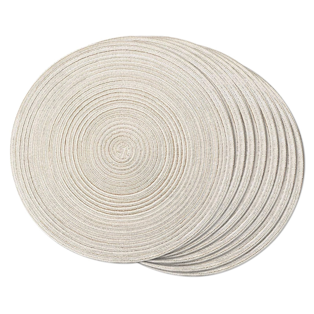 FunWheat Round Braided Placemats Set of 4 Place mats for Dining Tables Woven Heat Resistant Table Mats 15 inch (Wine,4pcs)