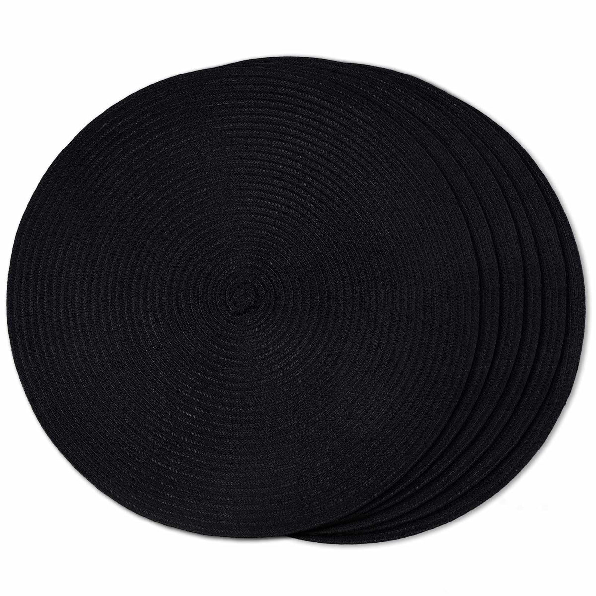 FunWheat Round Braided Placemats Set of 4 Place mats for Dining Tables Woven Heat Resistant Table Mats 15 inch (Wine,4pcs)