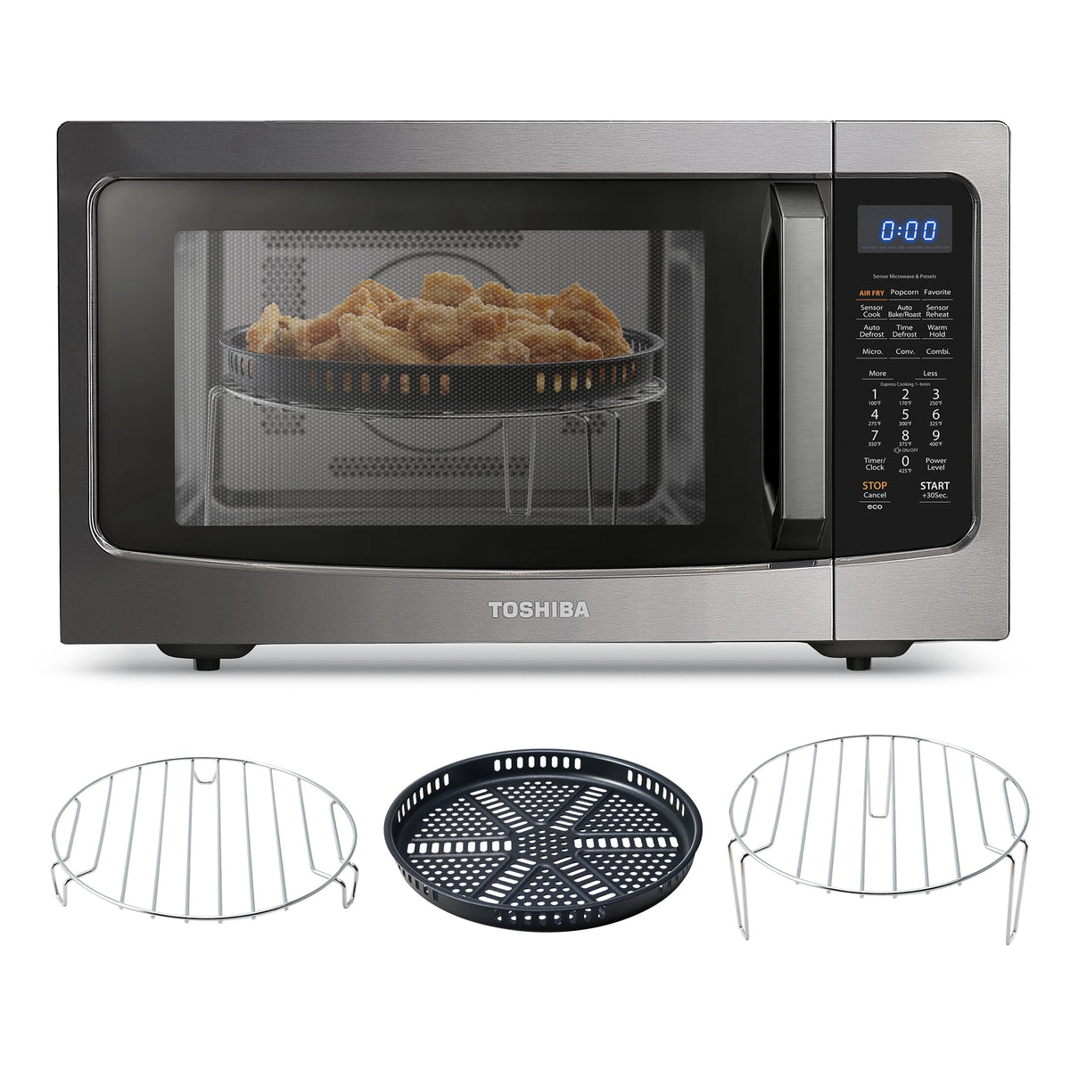 TOSHIBA 4-in-1 Countertop Microwave Oven with Air Fryer, 1.5 Cu.Ft, 1000W
