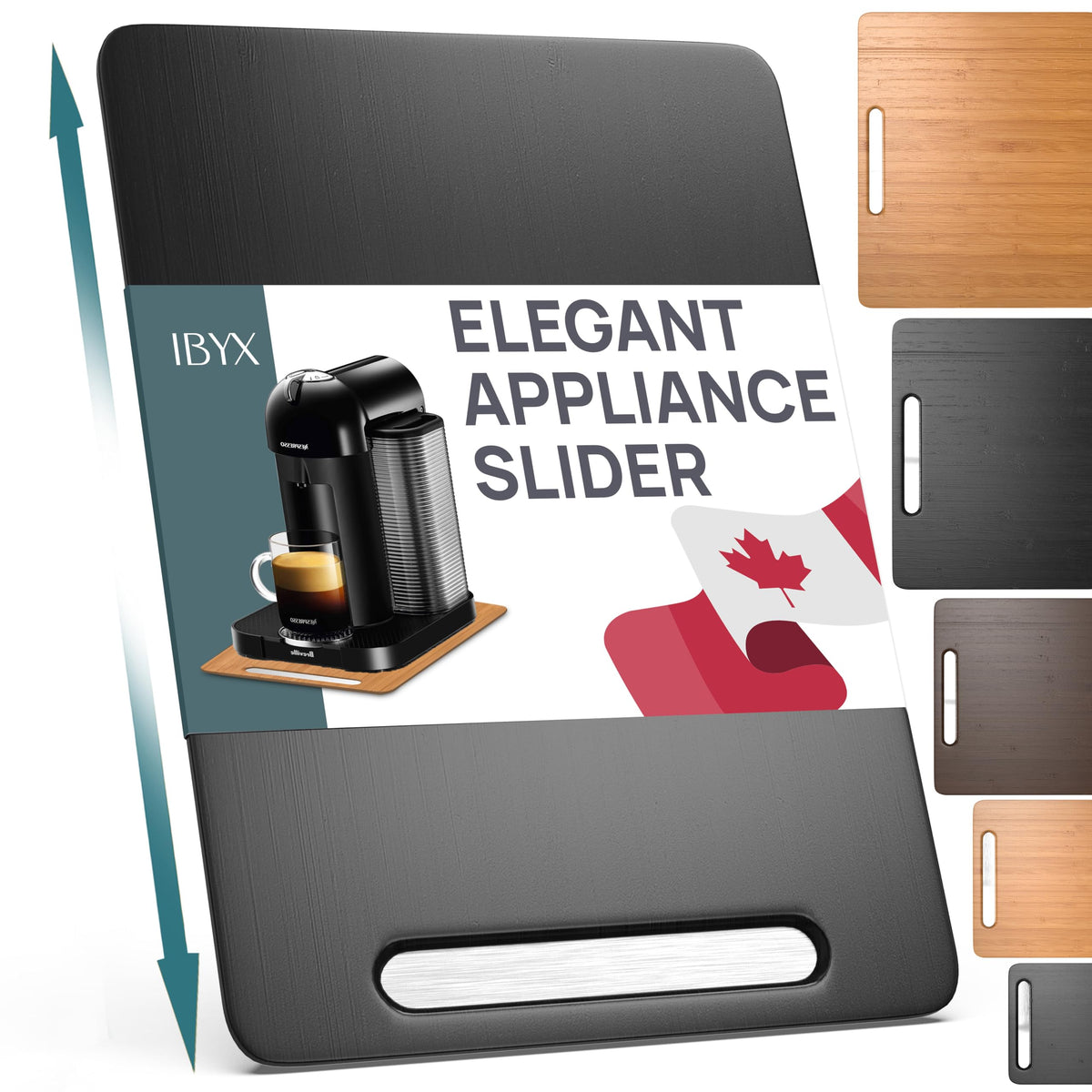 Ibyx Appliance Slider, Sliding Tray for Coffee Maker, 7.5x14.5 in, Brown