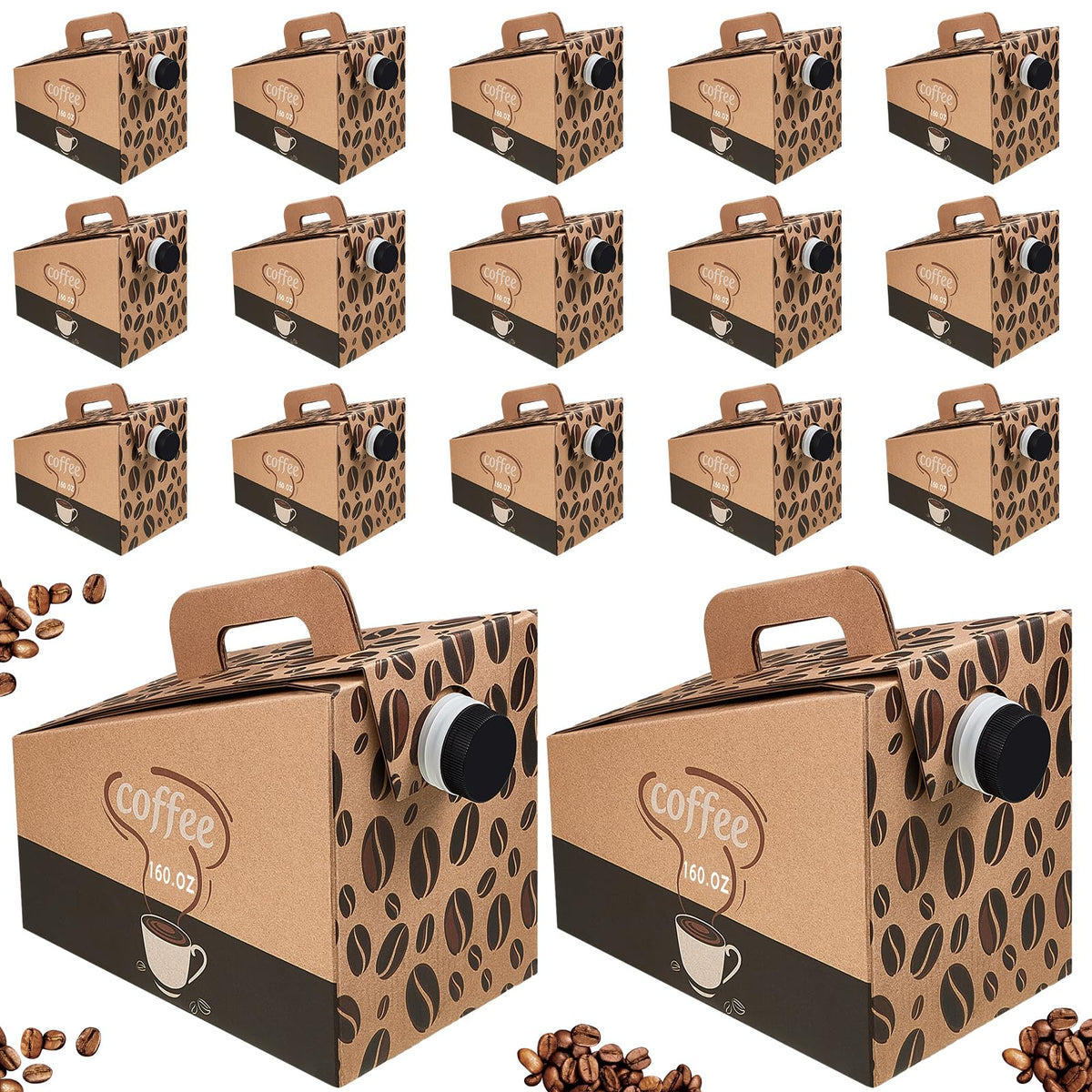 Dandat 10 Pack Coffee to Go Dispenser Box with Handle Lids, 96 oz