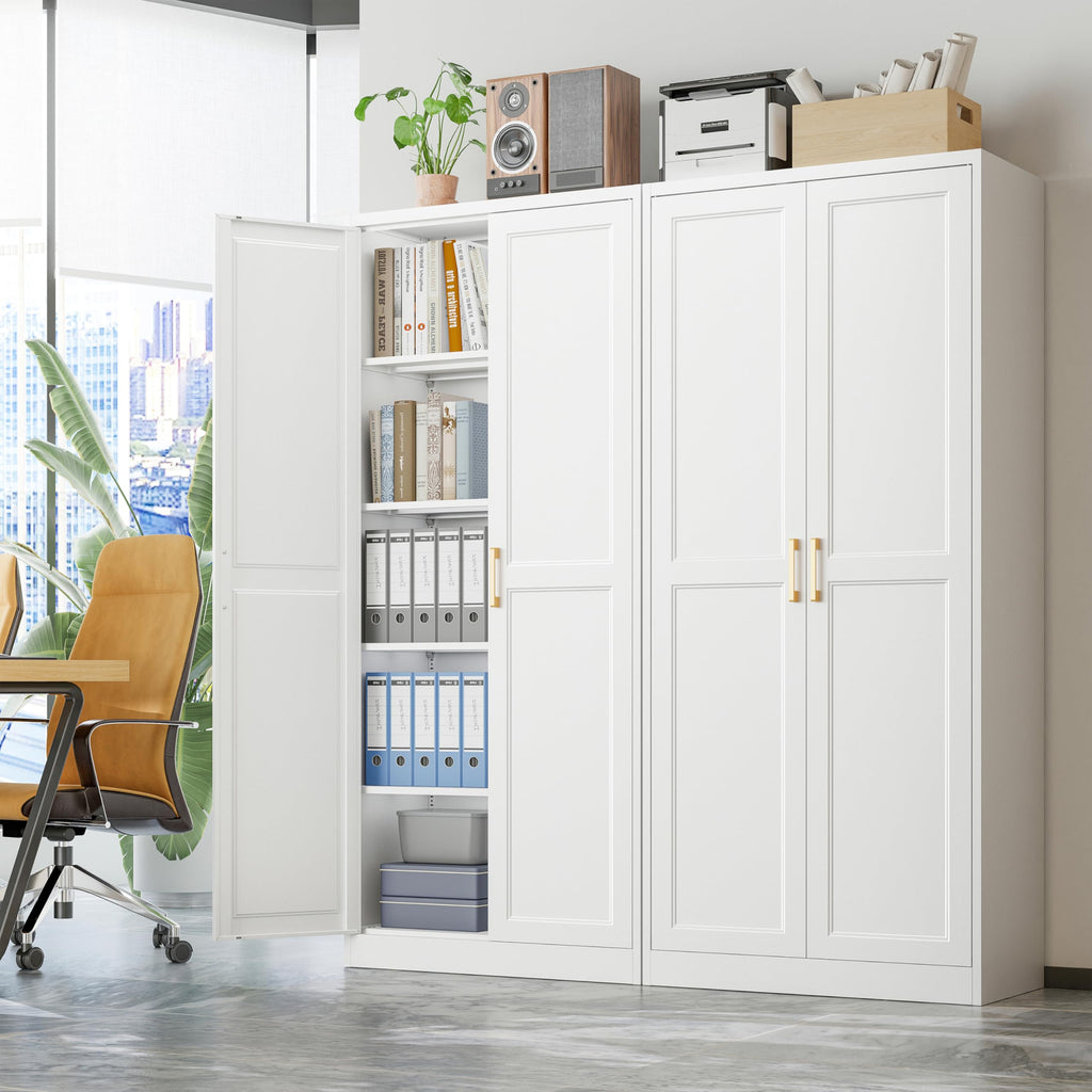 MetalMax 71" Tall Metal Storage Cabinet, Kitchen Pantry Storage Cabinets with Doors and 4 Shelves, White Pantry Cabinet, Utility Kitchen Cupboard, Large Steel Cabinets for Dining, Office, Living Room
