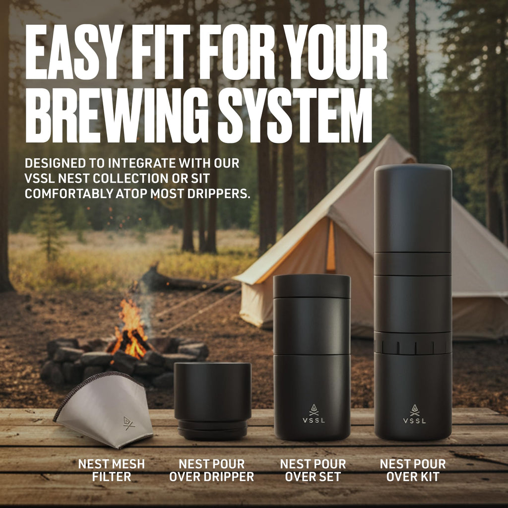VSSL – Nest #1 Reusable Coffee Filter | Stainless Steel Mesh Filter | Pour Over Filters for Camping | Sustainable & Eco-Friendly Coffee Gear | Compact, Durable & Adventure Ready | Pack of 3