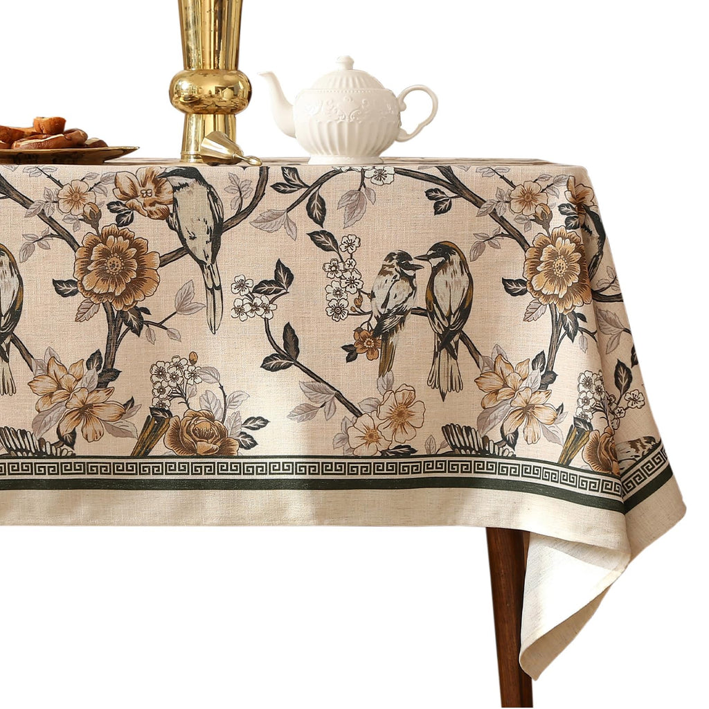 ISAENNE Designer Rectangular Elegant Linen Tablecloth,110"x63"-Grace B