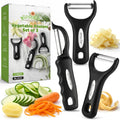 Spring Chef 3pcs Vegetable Peelers for Kitchen, Swivel, Y & Julienne Peeler