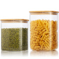 Large Glass Storage Containers 132oz&63oz, Pantry Jars with Bamboo Lids-2P