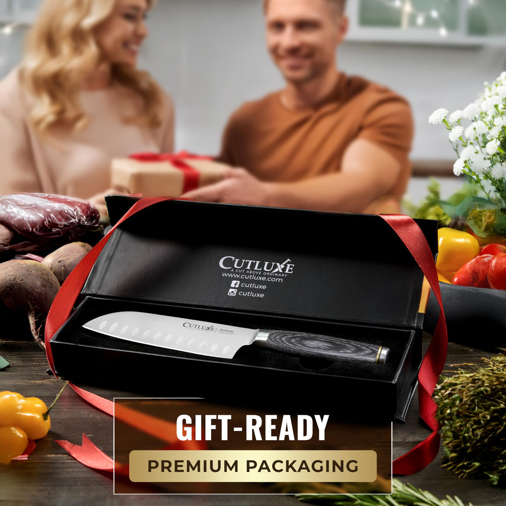 Cutluxe Santoku Knife, 5" Japanese Meat & Vegetable Knife for Chopping