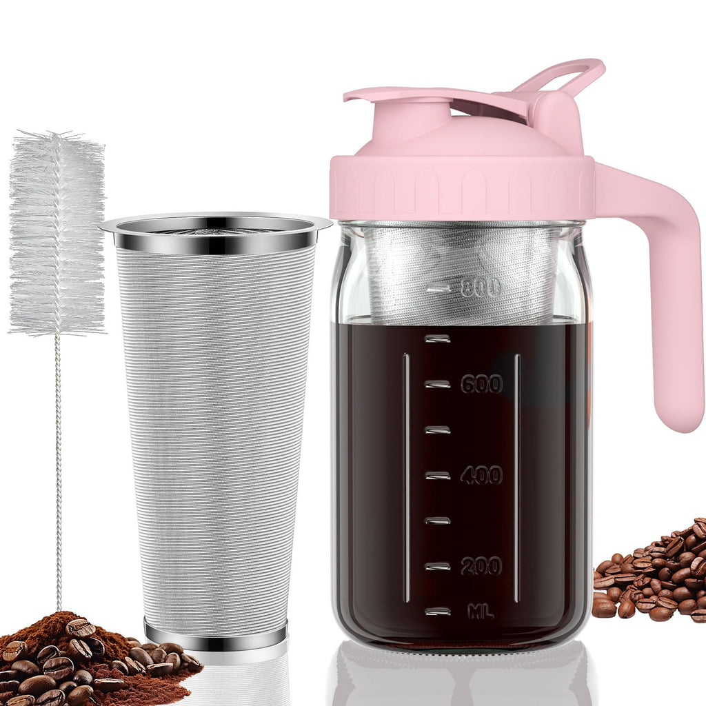 JunVpic Cold Brew Coffee Maker, 64 oz Glass Mason Jar Pitcher