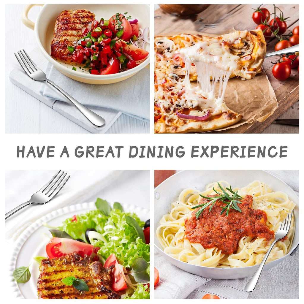 Forks and Spoons Set, 10PCS 6.7" Salad Forks and 10PCS 6.7" Soup Spoons, Stainless Steel Silverware set of 20, Mirror Polished & Dishwasher Safe