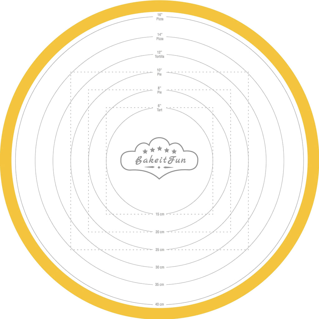 BakeitFun 17.75 Inch Round Silicone Pastry Mat | Non Stick BPA-Free | Metric & Imperial Guides | Oven Microwave Freezer Dishwasher Safe - 450 °F to -40 °F