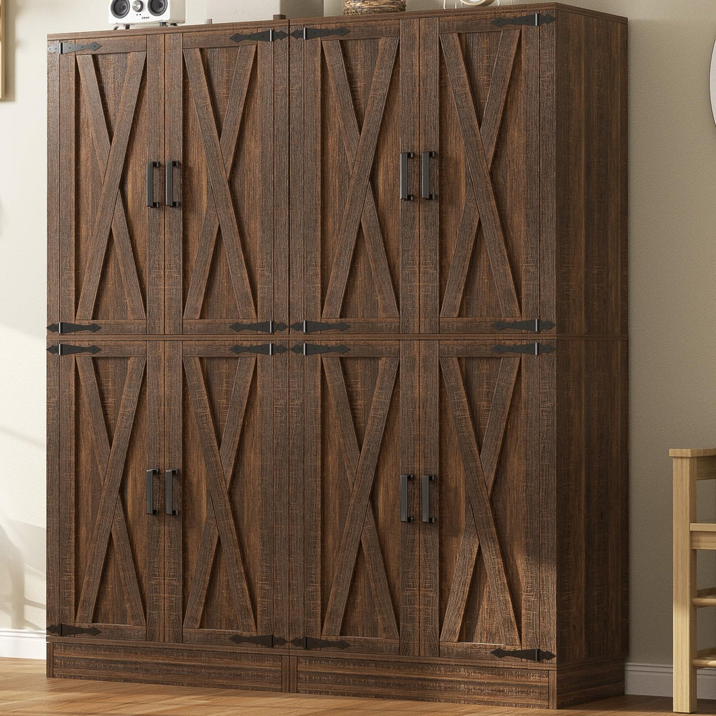 Unikito 71" Tall Pantry Cabinet with Adjustable Shelves and 2 Drawers