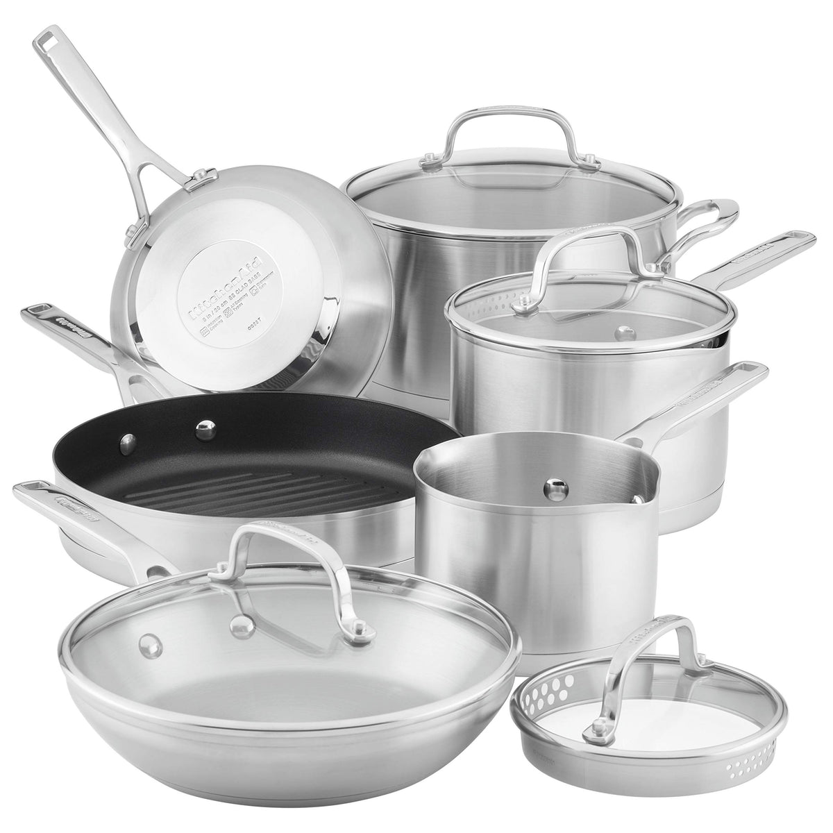 KitchenAid Stainless Steel Cookware Induction Pots and Pans Set, 10-Piece